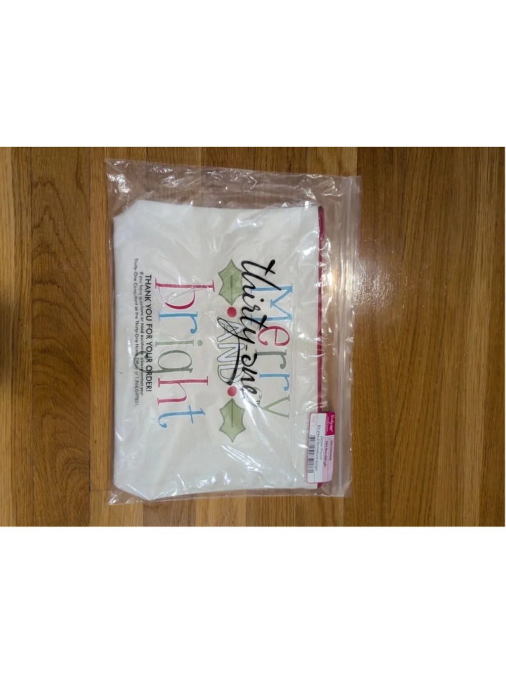 Thirty-One Merry Bright Zip Pouch Cosmetic Bag NWT